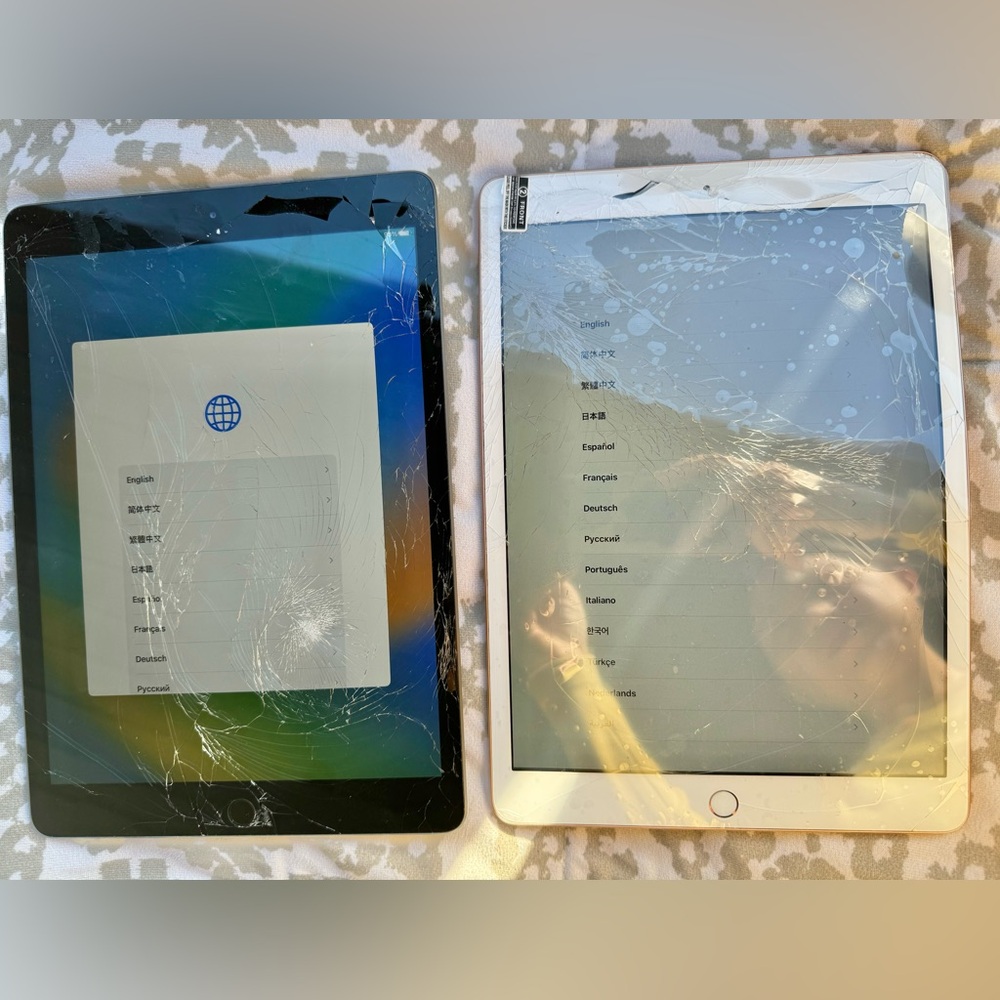 iPad 7th and 8th generation both cracked screen but working fine